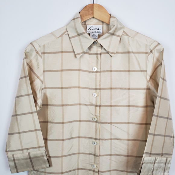 Linea Womens 3/4 Sleeve Button Front Silk Blouse - Picture 2 of 6